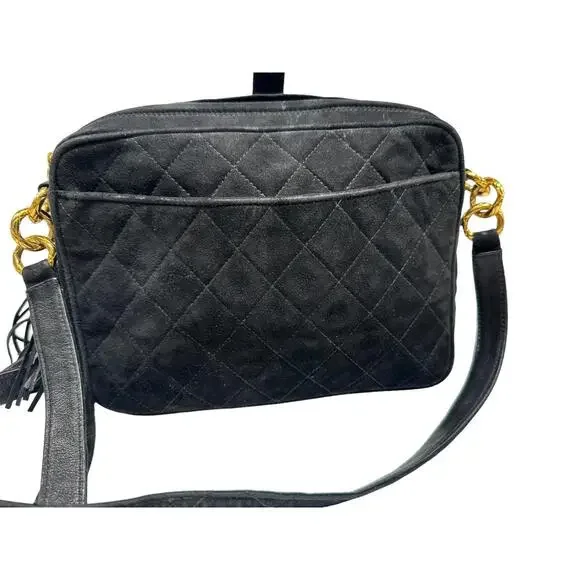 Authentic Chanel Matelassé Fringed Suede Shoulder Bag - Picture 1 of 11